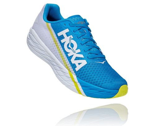 Hoka One One Dame/Herre Rocket X Nøytrale Road Løpesko Hvit/Diva Blå Norge-17FEW